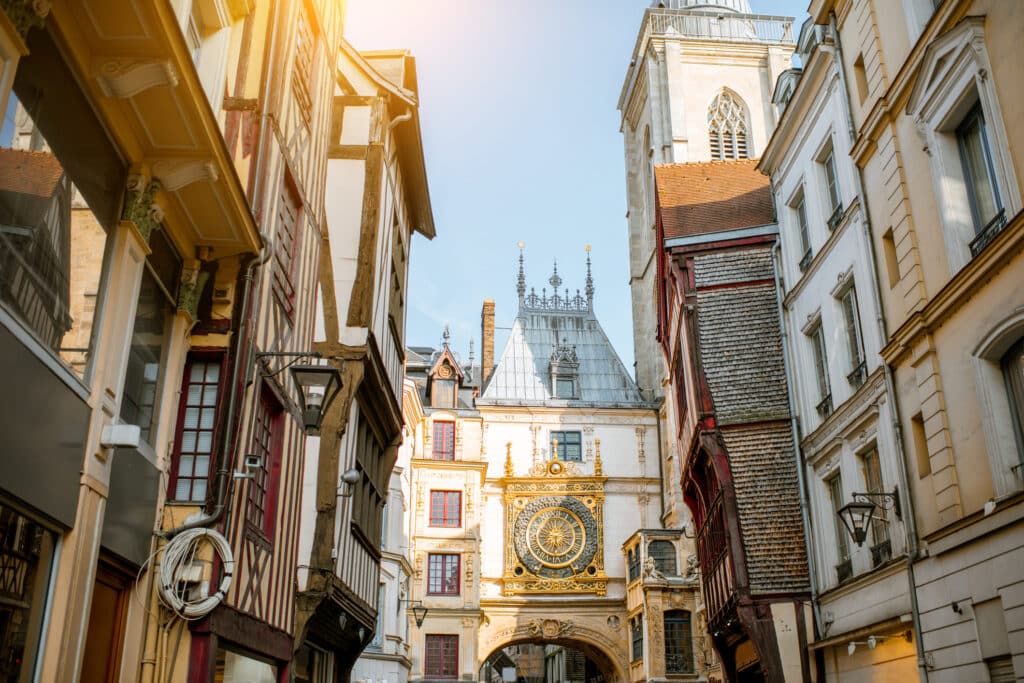 The Gros Horloge - an astronomical clock dating to the 14th century - in Rouen's old town