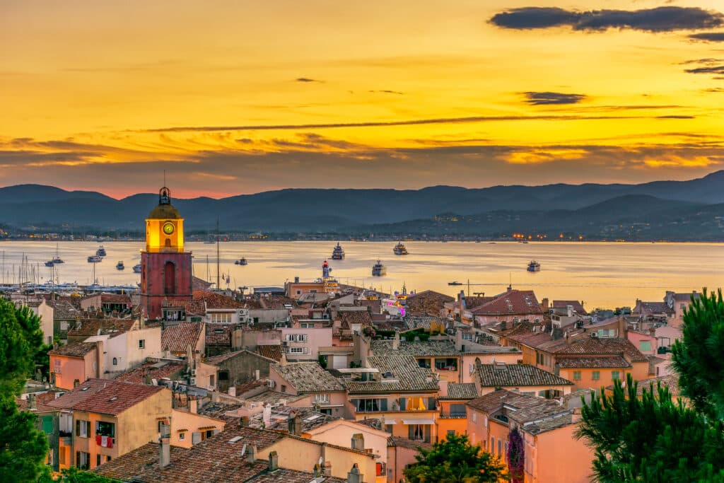 View over Saint-Tropez at Sunset, on the French Riviera
